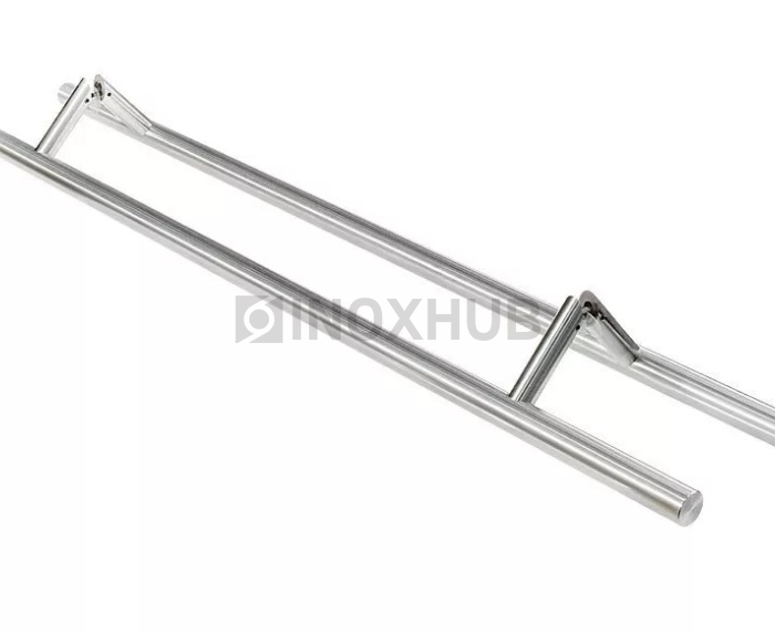 Ручка под 45° (670-600 SSS) 32×425×600 мм, стекло 8-12 мм, нерж. сталь матовая
