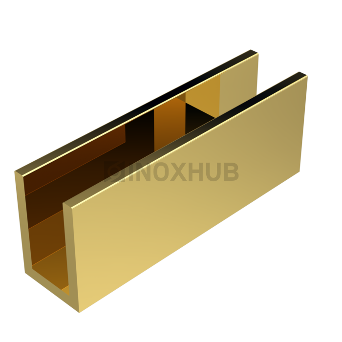 Профиль п-обр. (756 Gold) 19*13 мм L=3000, стекло 8.0 мм, полированный под Золото