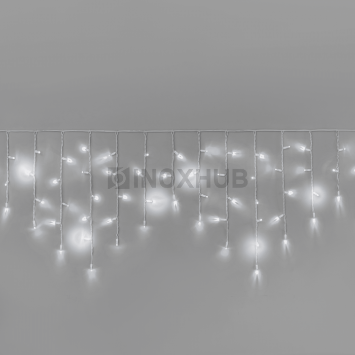 Гирлянда Бахрома INOXHUB 3×0.6м, мерцающая, 108 LED, 220В, IP65, белая резина 3.3мм, БЕЛАЯ