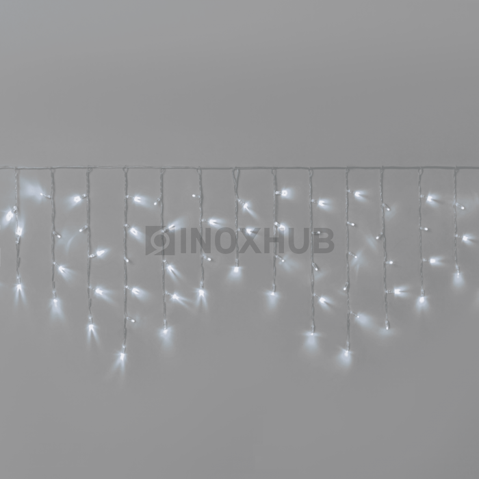 Гирлянда Бахрома INOXHUB 3×0.6м, 108 LED, 220В, IP65, прозрачный провод, БЕЛАЯ