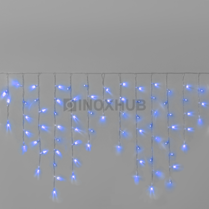 Гирлянда Бахрома INOXHUB 3×0.9м, 144 LED, 220В, IP65, прозрачный провод, СИНЯЯ