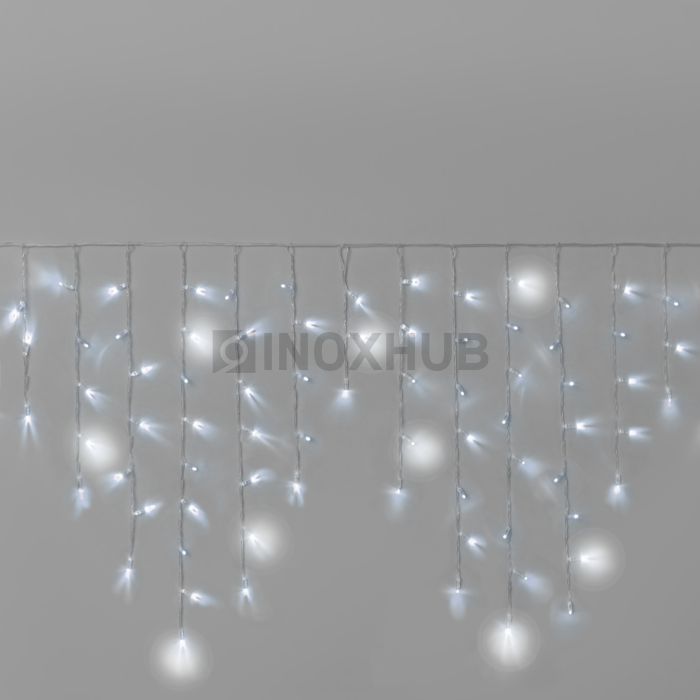 Гирлянда Бахрома INOXHUB 3×0.9м, мерцающая, 144 LED, 220В, IP65, прозрачный провод, БЕЛАЯ
