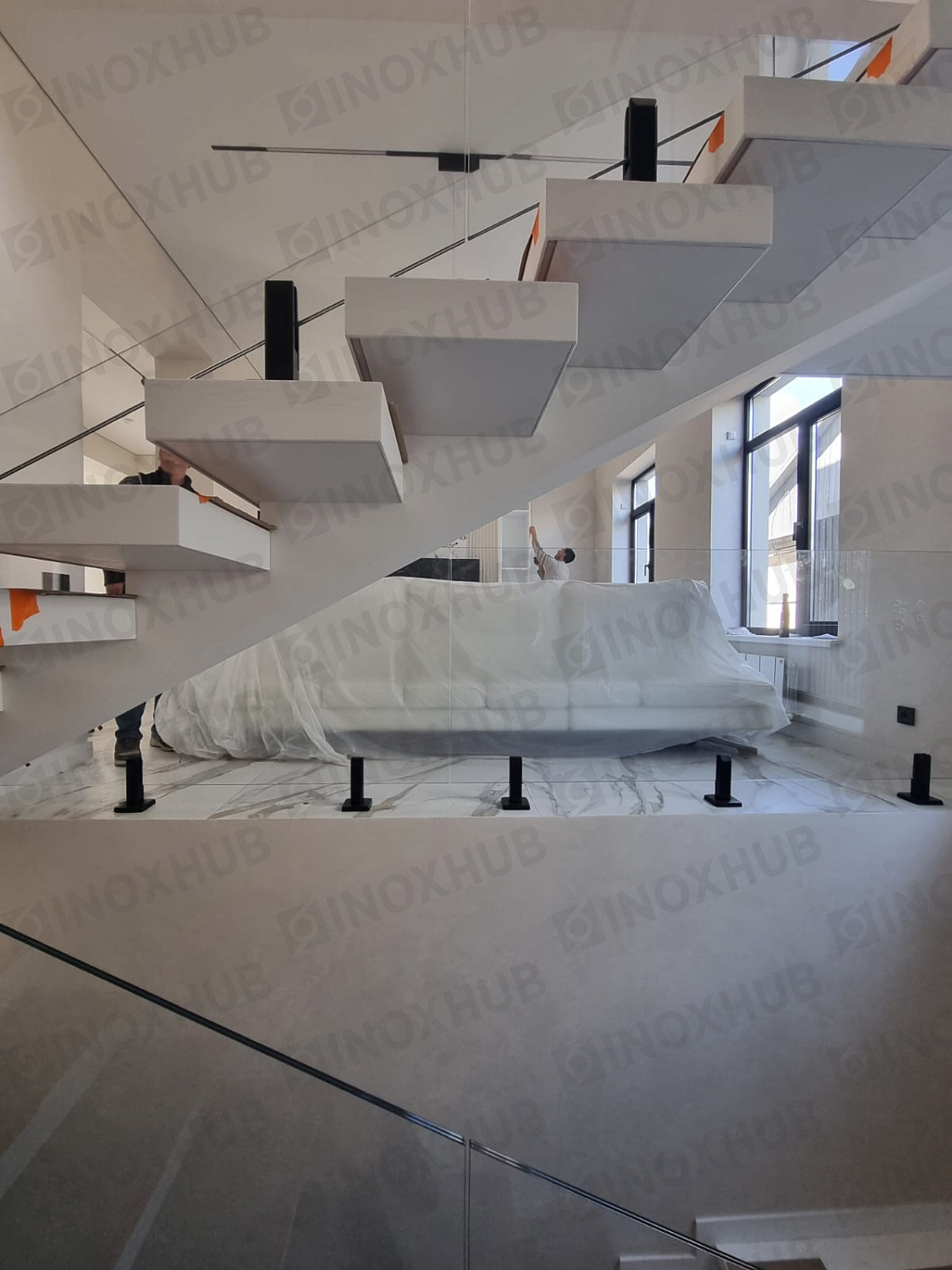 Проект лестничные ограждения из стекла в частном доме г. Ставрополь