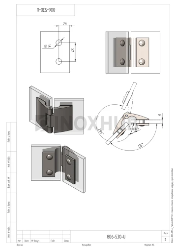 Петля (512 SC) стекло-стекло, открывание наружу, матовый хром Петля (512 SC) стекло-стекло, открывание наружу, матовый хром