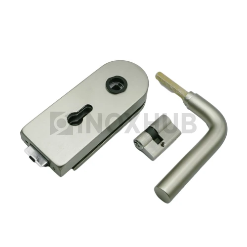Замок (86-1 SNP) с нажимной ручкой, притвором, без отв. части, Алюминий под SSS