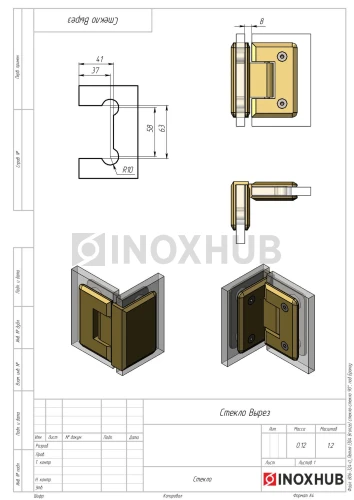 Петля (304 Bronze) стекло-стекло 90°, под Бронзу Петля (304 Bronze) стекло-стекло 90°, под Бронзу