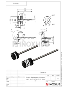 Точечный стеклодержатель стандартный, стекло 6.0-30.0 мм, М10, AISI 304, Черный мат