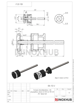 Точечный стеклодержатель с доп. регулировкой, стекло 6.0-30.0 мм, М10, AISI 304, Черный мат