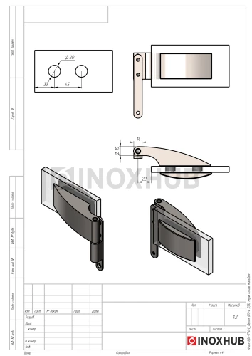 Петля (87-4 SSS), нерж. сталь матовая