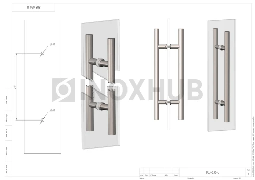 Ручка (633-450-25 SSS) 25×275×450 мм, стекло 8-12 мм, нерж. сталь матовая Ручка (633-450-25 SSS) 25×275×450 мм, стекло 8-12 мм, нерж. сталь матовая