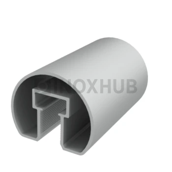 Поручень с пазом для светодиодной ленты, Ø43 мм, под стекло 10 мм, L=6000, Анодированный алюминий