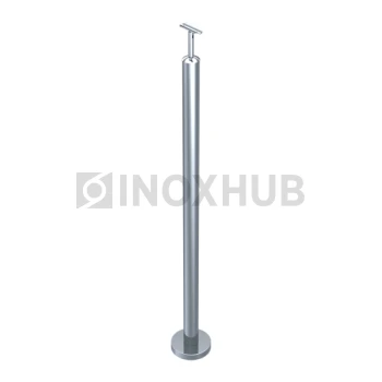 Стойка ограждения в сборе круглая с фланцем и наконечником, Ø38.1×900 мм, AISI 304, GRIT 600