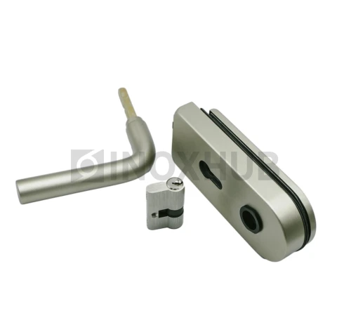 Замок (86-1 SNP) с нажимной ручкой, притвором, без отв. части, Алюминий под SSS