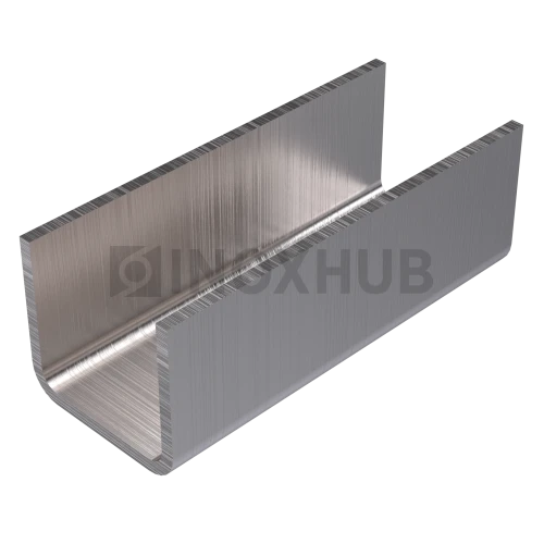 Профиль (П-16-3000 SSS) П-образный, 19.7×18.5 мм L=3000, стекло 16.0 мм, AISI 304 GRIT 320 Профиль (П-16-3000 SSS) П-образный, 19.7×18.5 мм L=3000, стекло 16.0 мм, AISI 304 GRIT 320