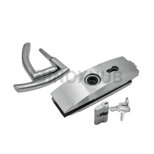 Замок (87-1 SSS) с нажимной ручкой, притвором, без отв. части, нерж. сталь матовая