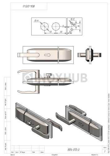 Замок (013-2 SSS) без притвора, с ответной частью на стекло, нерж. сталь матовая