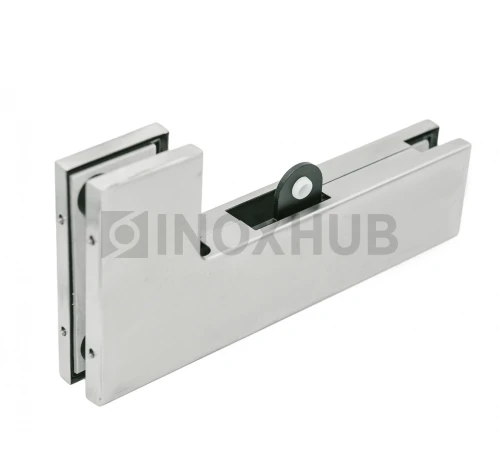 Фитинг угловой (140B SSS) на фрамугу с ответной частью под замок, со стопором, нерж. сталь матовая