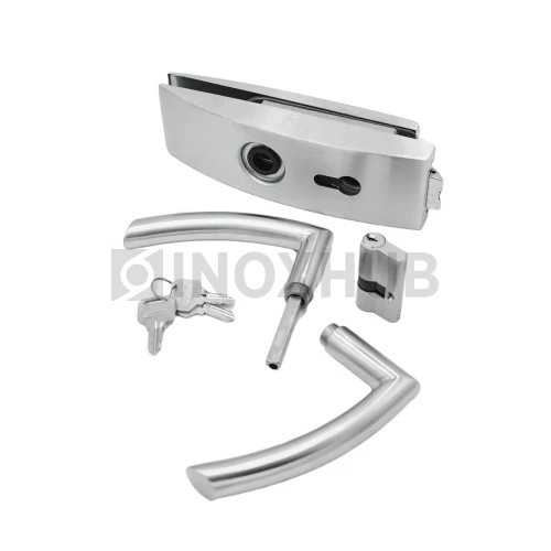 Замок (87-1 SSS) с нажимной ручкой, притвором, без отв. части, нерж. сталь матовая