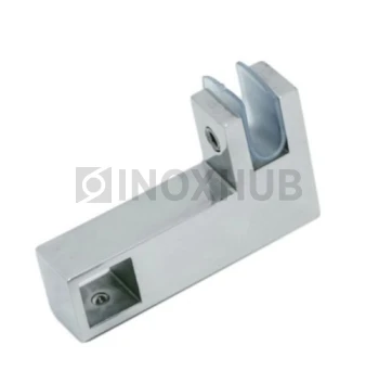 Держатель стекла (186 PSS) сквозной горизонтальный, штанга 15×15 мм, нерж. сталь полированная