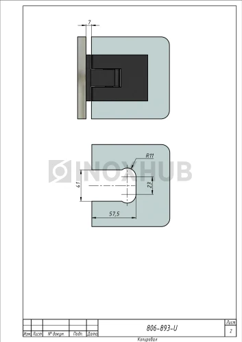 Петля (521 GM) стена-стекло 180°, нерж. сталь, антрацит