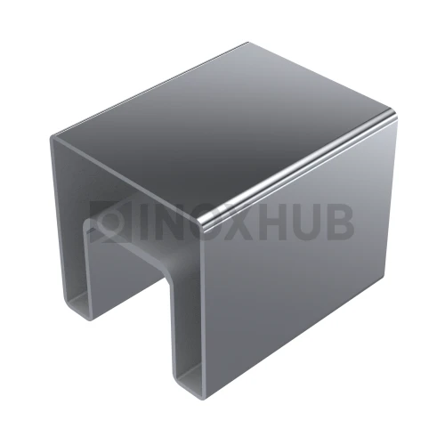 Поручень с пазом, 40.0×40.0 мм, L=6000, Полированный алюминий