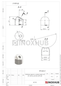 Соединение поручня со стойкой штамп. под 30°, Ø12.0 мм, AISI 304, GRIT 600