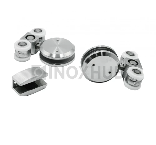 Комплект (612 aura) большой, 2 каретки, 2 стопора, 1 направляющая, нерж. сталь матовая