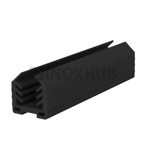 Уплотнитель в АЛЮМИНИЕВЫЙ поручень с пазом 24.0×24.0 мм, стекло 12.0 мм, кратно 3 м