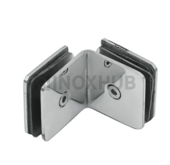 Коннектор (735 PSS) стекло-стекло 90° (без фаски), нерж. сталь полированная