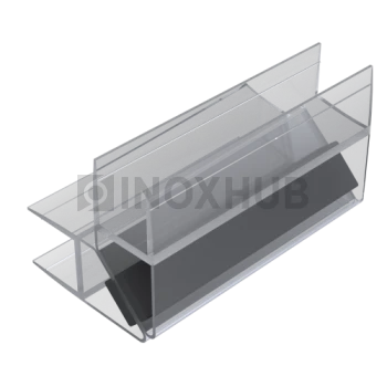 Профиль (210-10 CL) магнит черный 90º/180º, L=2200 (1компл/2 шт), стекло 10.0 мм, ПВХ прозрачный БЕЛЫЙ