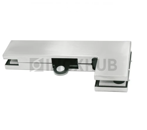 Фитинг угловой (140B SSS) на фрамугу с ответной частью под замок, со стопором, нерж. сталь матовая