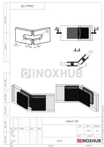 Коннектор (736 BLC) стекло-стекло 135°, Черный мат Коннектор (736 BLC) стекло-стекло 135°, Черный мат