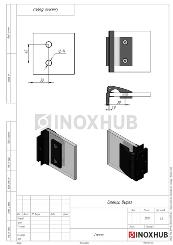 Петля (513 BLC) стена-стекло, открывание наружу, Черный мат Петля (513 BLC) стена-стекло, открывание наружу, Черный мат