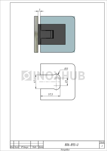 Петля (521 GM) стена-стекло 180°, нерж. сталь, антрацит