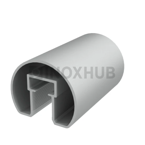 Поручень с пазом для светодиодной ленты, Ø43 мм, под стекло 12 мм, L=6000, Анодированный алюминий