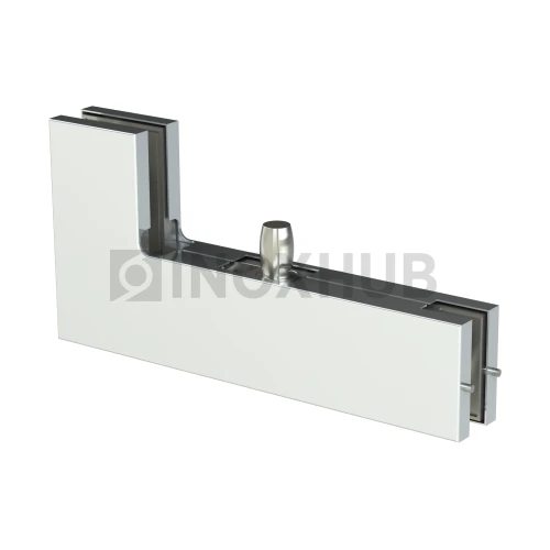 Фитинг угловой (140 PSS) на фрамугу с осью, стекло 10-12 мм, нерж. сталь полированная