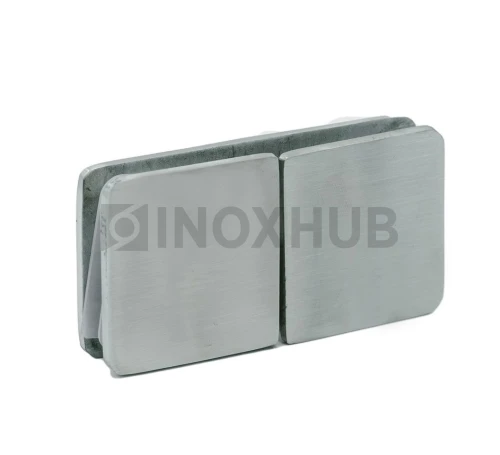 Коннектор (734 SSS)  стекло-стекло 180° (без фаски), нерж. сталь матовая