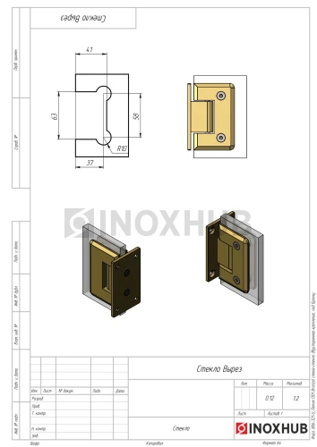 Петля (301 Bronze) стена-стекло двустороннее крепление, под Бронзу