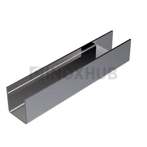 Профиль (П-08-3000 PSS) П-образный 10.0×8.2(вн)×10.0, L=3000 мм, стекло 8.0 мм, AISI 304 GRIT 600