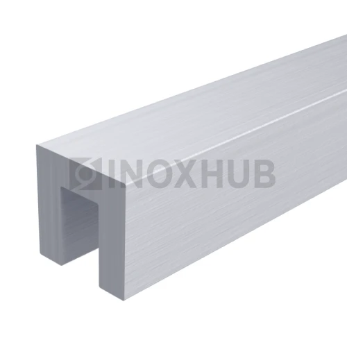 Поручень с пазом под склейку, под стекло 12 мм, L=4000, не анодированный алюминий