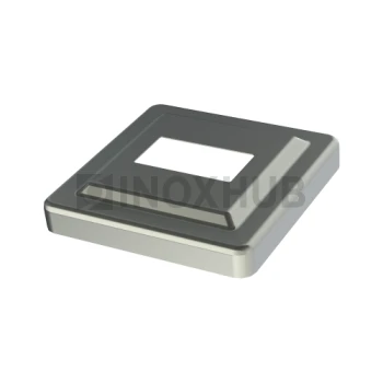 Низ стойки квадратный фигурный, 40.0×20.0 мм / 70.0×70.0 мм, AISI 304, GRIT 600 Низ стойки квадратный фигурный, 40.0×20.0 мм / 70.0×70.0 мм, AISI 304, GRIT 600