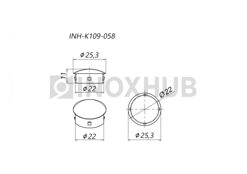Заглушка забивная штамп., Ø25.4 мм, AISI 304, GRIT 600