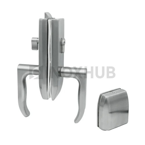 Замок (013-2 SSS) без притвора, с ответной частью на стекло, нерж. сталь матовая