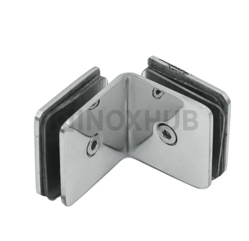 Коннектор (735 PSS) стекло-стекло 90° (без фаски), нерж. сталь полированная