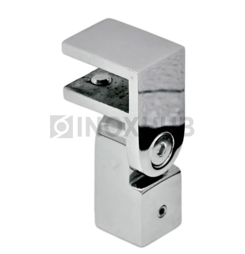 Держатель стекла (189 PSS) торцевой поворотный, штанга 15×15 мм, нерж. сталь полированная