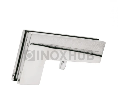 Фитинг угловой (140 PSS) на фрамугу с осью, стекло 10-12 мм, нерж. сталь полированная Фитинг угловой (140 PSS) на фрамугу с осью, стекло 10-12 мм, нерж. сталь полированная