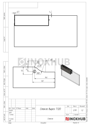 Фитинг нижний (110 SSS), стекло 10-12 мм, нерж. сталь матовая