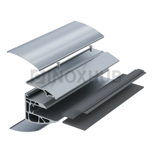 Профиль НАБОР для КОЗЫРЬКА с крышками, кратно 4 м, не анодированный алюминий