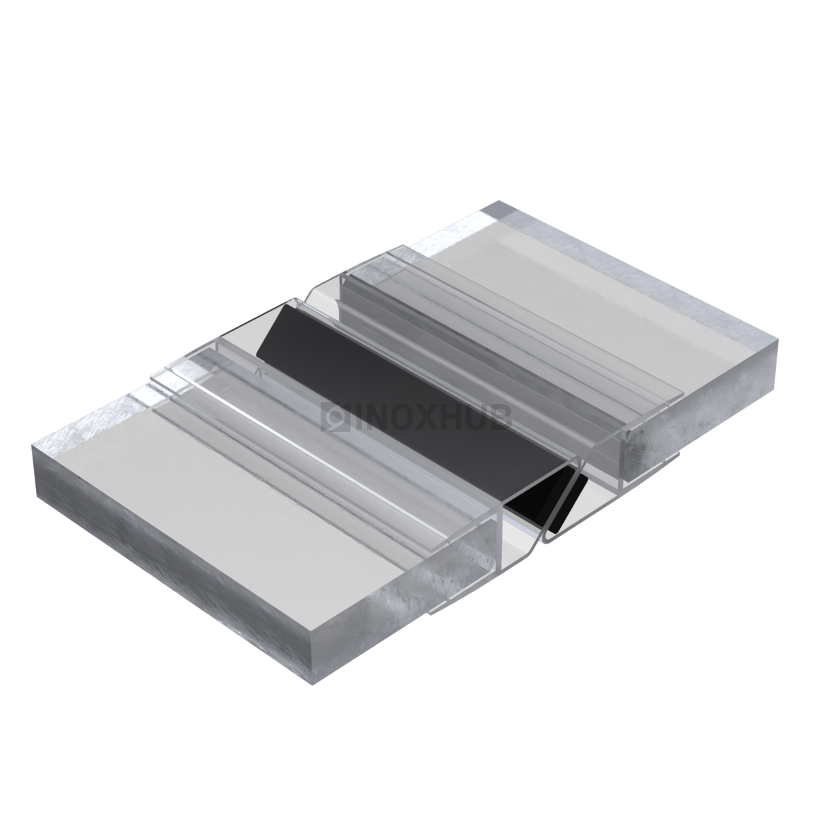 Профиль (210-8-2500 CL) магнит черный 90º/180º, ПВХ прозрачный БЕЛЫЙ, L=2500 (1 компл/2шт), стекло 8.0 мм
