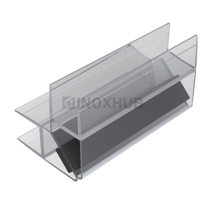 Профиль (210-10 CL) магнит черный 90º/180º L=2200 (1компл/2 шт)  ПВХ прозрачный БЕЛЫЙ стекло 10.0 мм 